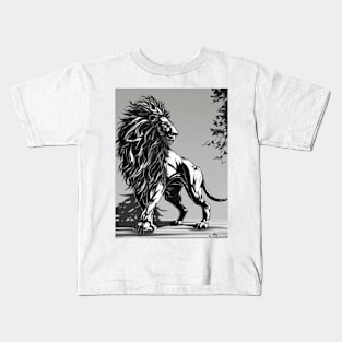 Lion Shadow Silhouette Anime Style Collection No. 195 Kids T-Shirt